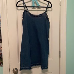 denim dress super cute fringe bottom